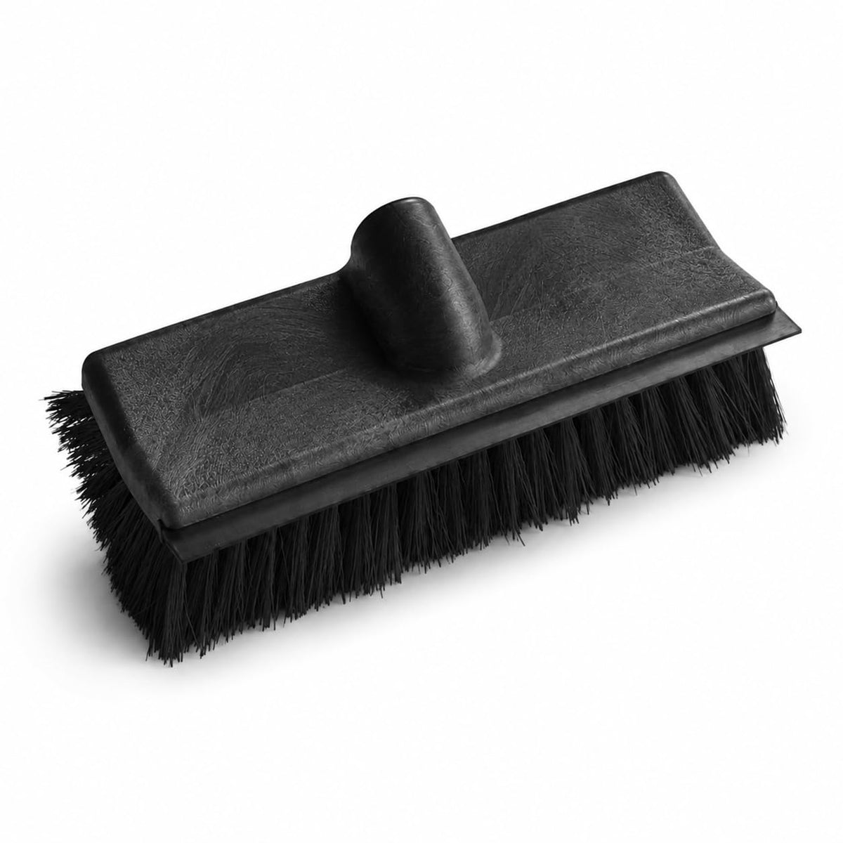 10-Inch Bi-Level Floor Scrub Brush with Squeegee, Black, Polypropylene Bristles