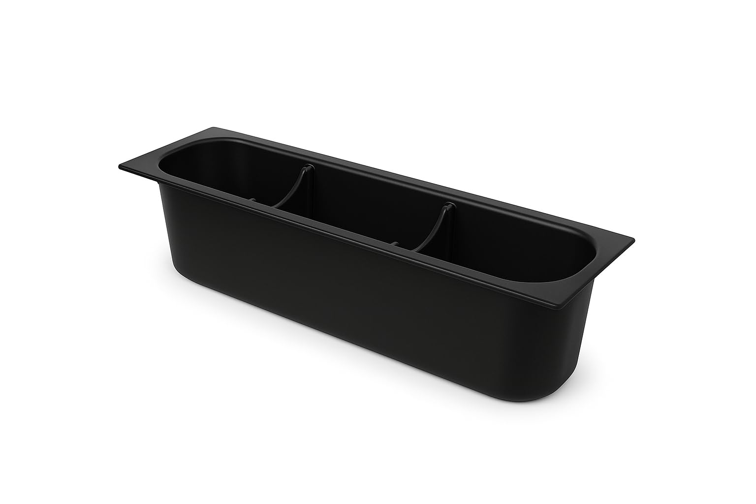 Glownary Plastic Bottle Holder for Ice Bins, Black, Rectangle, 15 7/8 x 5 1/2 Inches, 3-Compartment, 2 Pack
