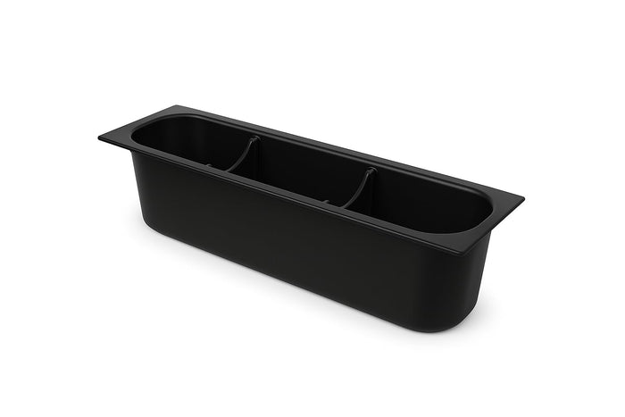 Glownary Plastic Bottle Holder for Ice Bins, Black, Rectangle, 15 7/8 x 5 1/2 Inches, 3-Compartment, 2 Pack