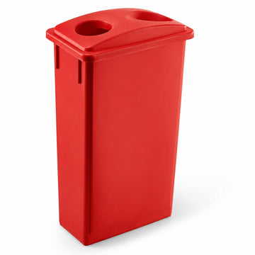 Glownary Slim Recycling Bin with Bottle/Can Lid, 23 Gallon, Red, 20W x 11D x 32.75H inches
