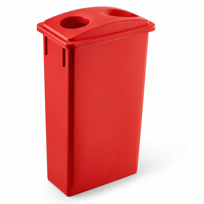 Glownary Slim Recycling Bin with Bottle/Can Lid, 23 Gallon, Red, 20W x 11D x 32.75H inches