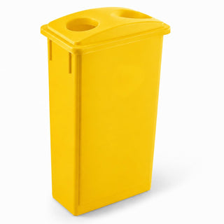 Glownary Slim Rectangular Recycling Bin with Bottle Can Lid, 23 Gallon, Yellow, 20W x 11D x 32.75H inches