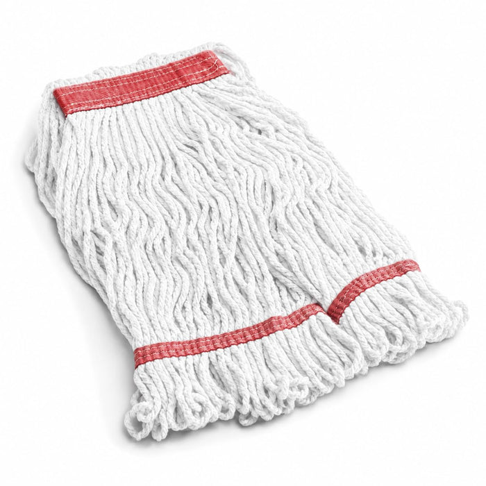 Pro Rayon Blend Looped End Wet Mop Head, 16 oz, 1 Inch Headband, White, 12/Case