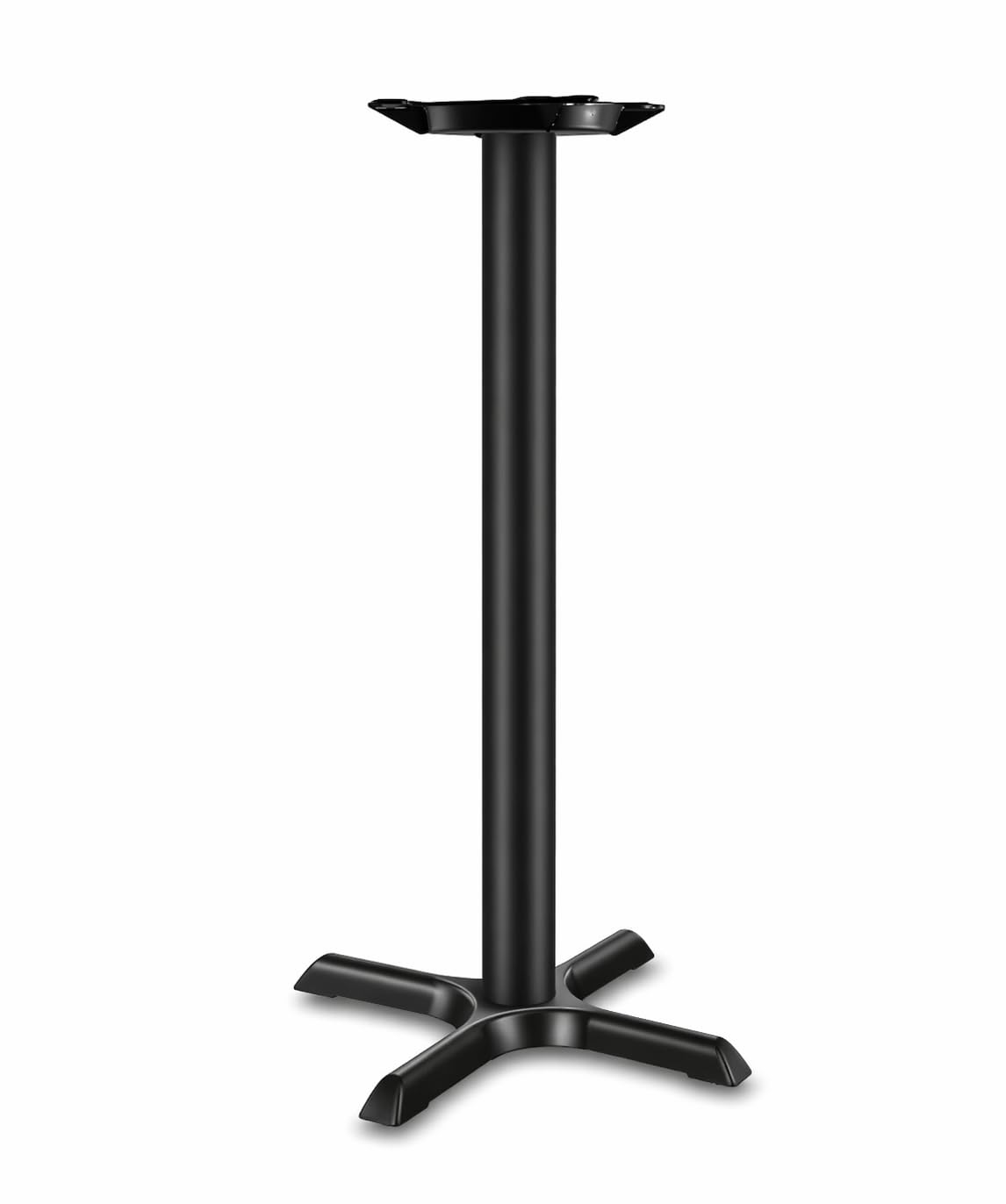 Glownary Cast Iron Bar Height Table Base, Black Powder-Coated, 22x22 Inch Cross Base, 3 Inch Column, Indoor Commercial Use