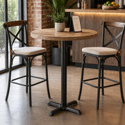 Glownary Cast Iron Bar Height Table Base, Black Powder-Coated, 22x22 Inch Cross Base, 3 Inch Column, Indoor Commercial Use view 3