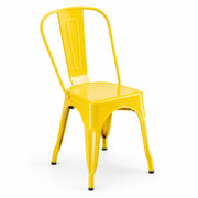 Glownary Alloy Outdoor Cafe Chair, Citrine Yellow Steel, Stackable, Powder-Coated Metal, 33.1x17.5 Inch, 400 lb Capacity, Modern Coastal Style, Indoor Outdoor Use