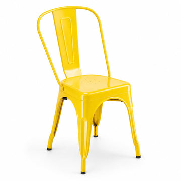 Glownary Alloy Outdoor Cafe Chair, Citrine Yellow Steel, Stackable, Powder-Coated Metal, 33.1x17.5 Inch, 400 lb Capacity, Modern Coastal Style, Indoor Outdoor Use