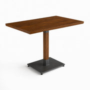 Glownary Industrial Solid Wood Live Edge Dining Table, Rustic Walnut Finish, Beechwood with Metal Base, 30 x 48 Inch, Rectangular, Indoor