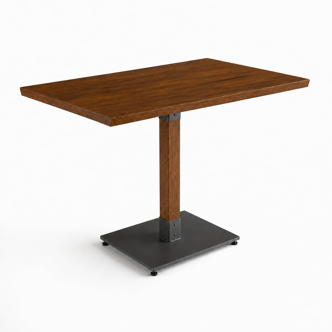 Glownary Industrial Solid Wood Live Edge Dining Table, Rustic Walnut Finish, Beechwood with Metal Base, 30 x 48 Inch, Rectangular, Indoor