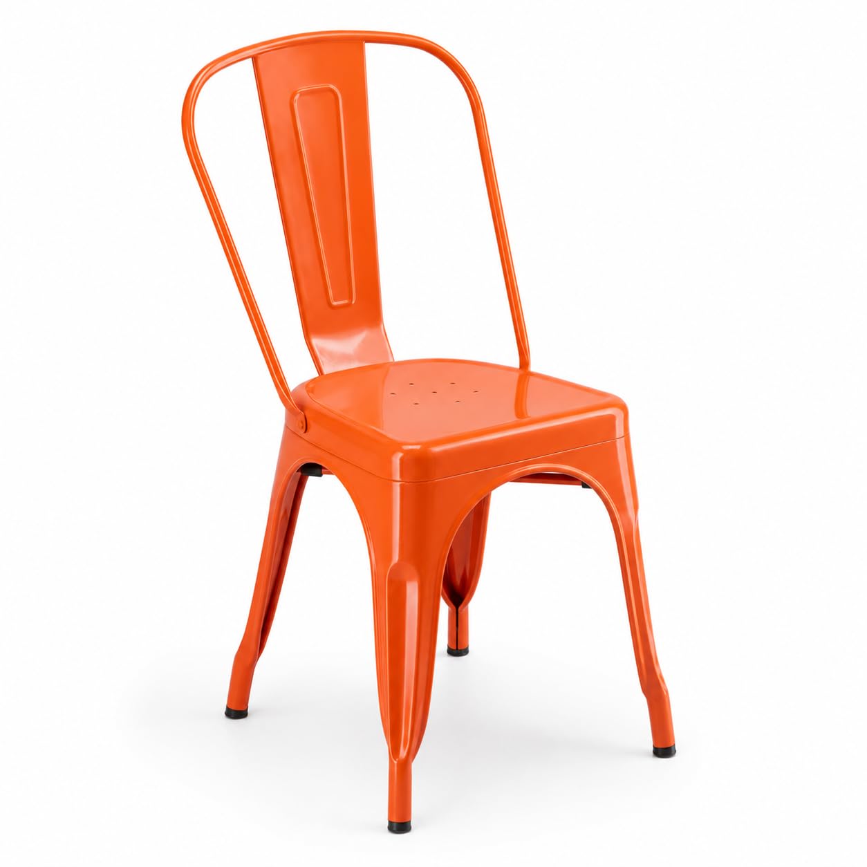 Glownary Alloy Modern Cafe Chair, Amber Orange, Steel Metal Frame, Indoor Outdoor Use, Stackable, 400 lb Capacity, 33.1 Inch Height