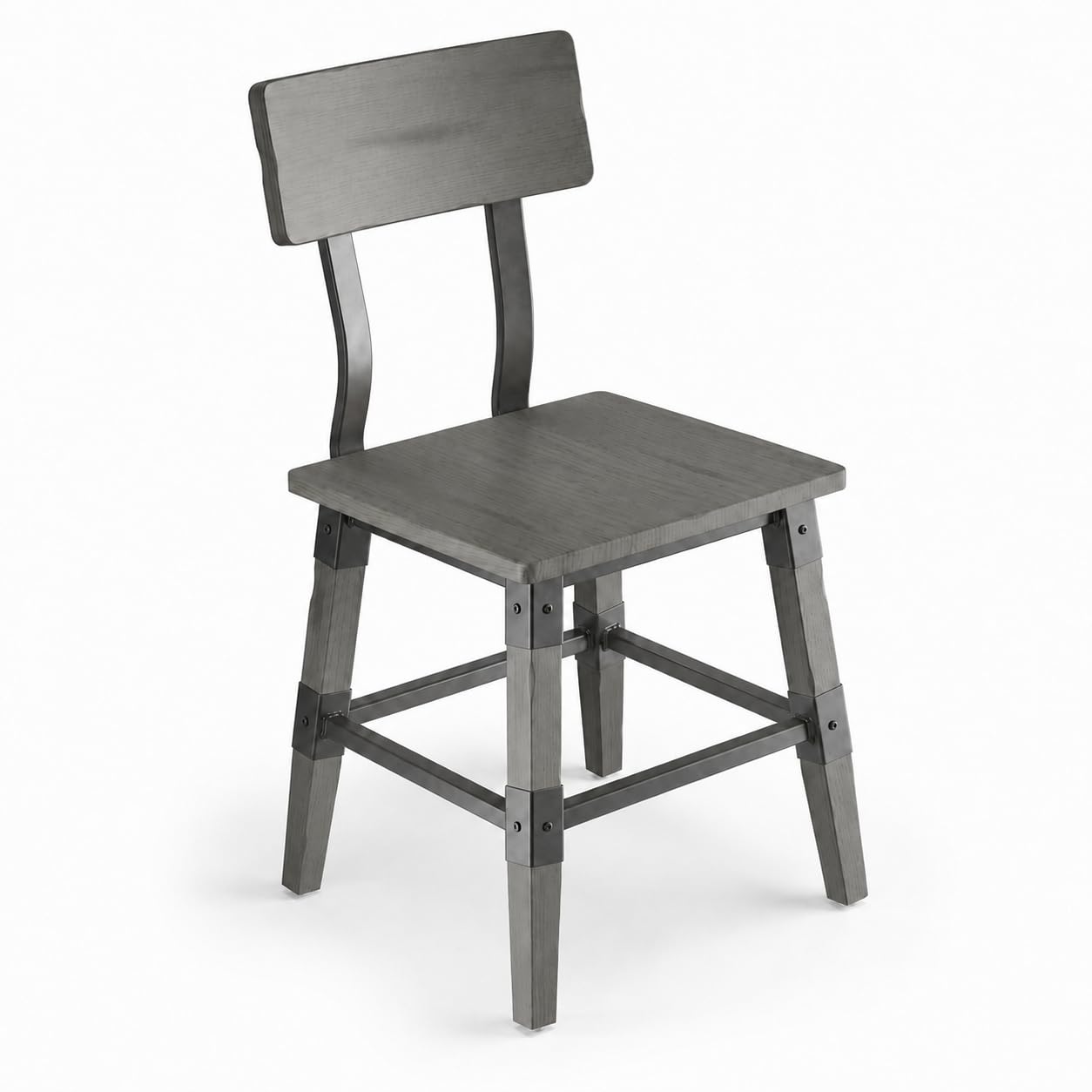 Glownary Lancaster Table & Seating Industrial Chair, Slate Gray, Beechwood with Steel Frame, 32 Inch Height, Indoor Dining, 350 lb Capacity