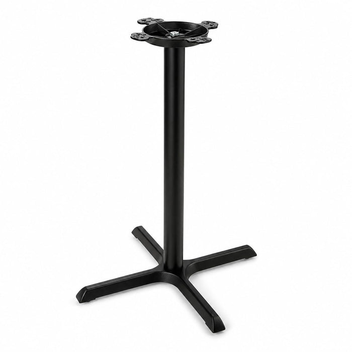 Glownary Cast Iron Bar Height Table Base, Black Powder-Coated, 30 x 30 Inch Cross Base, 3 Inch Column, Indoor Commercial