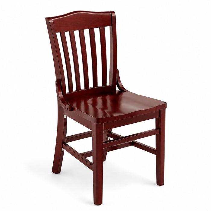 Glownary School House Chair, Mahogany Finish Beechwood, Slat Back Design, 350 lb Capacity, 34.9 x 19.8 x 18.1 Inches, Indoor Restaurant Dining