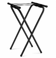 Glownary Folding Metal Double Bar Tray Stand, Black, 19 x 16.5 x 31 Inches, 132 lb Capacity, Commercial Restaurant Server Stand with Rubber Feet