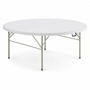 Glownary 72-Inch Round Folding Table, Granite White Plastic, Bi-Fold Design, Steel Frame, 200 lb Capacity, Indoor Outdoor Use