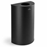 Glownary Half Round Metal Trash Can, Black Powder-Coated, 12 Gallon Capacity, Space Saving Design, Indoor Commercial Use, 18x9x32 Inches