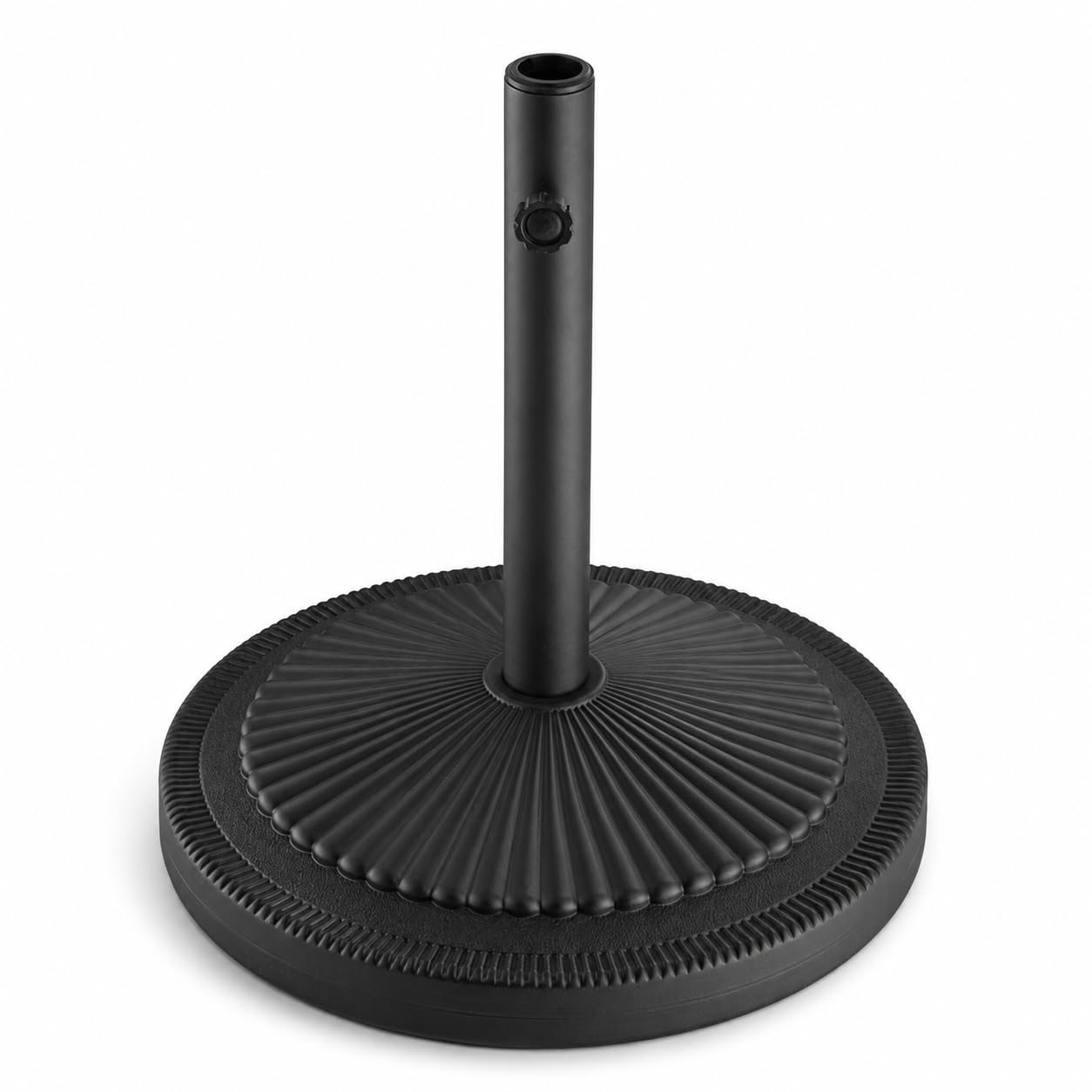 Glownary Black Round Concrete Umbrella Base, 50 lb Weight, 21.875 x 19.25 Inches, Removable Pole, 1.5 Inch Pole Compatibility