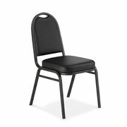 Glownary Black Stackable Banquet Chair, 2 Inch Padded Vinyl Seat, Silver Vein Metal Frame, 34.75 Inch Height, 250 lb Capacity, Indoor Use