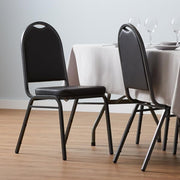 Glownary Black Stackable Banquet Chair, 2 Inch Padded Vinyl Seat, Silver Vein Metal Frame, 34.75 Inch Height, 250 lb Capacity, Indoor Use view 2