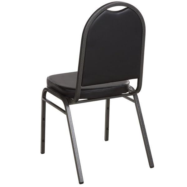Glownary Black Stackable Banquet Chair, 2 Inch Padded Vinyl Seat, Silver Vein Metal Frame, 34.75 Inch Height, 250 lb Capacity, Indoor Use view 4