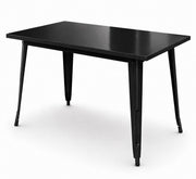 Glownary Alloy Outdoor Rectangular Table, Black Powder-Coated Steel, 48 x 30 Inch, Standard Height, ADA Compliant, Indoor Outdoor Use, 4 Person Seating