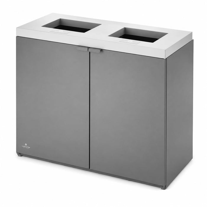 Glownary Two-Stream Decorative Trash Can, Dark Gray Steel, 86 Gallon, Rectangular, Indoor, Multi-Stream System, 45x20x38 Inches