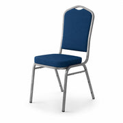 Glownary Navy Fabric Crown Back Stackable Banquet Chair with Silver Vein Steel Frame, 17.375x21.69x37.75 Inches, 300 lb Capacity
