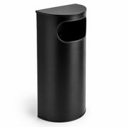 Glownary Half Round Metal Trash Can, Black Powder-Coated, 9 Gallon Capacity, Side Opening, Indoor Use, 18x9x32 Inches