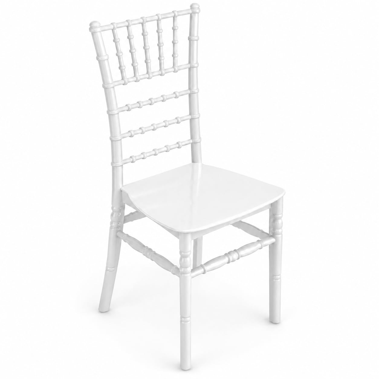 Glownary White Resin Chiavari Chair, Indoor Outdoor Use, Stackable, 15x16.5x36.5 Inches, 350 lb Capacity, Without Arms, Standard Height