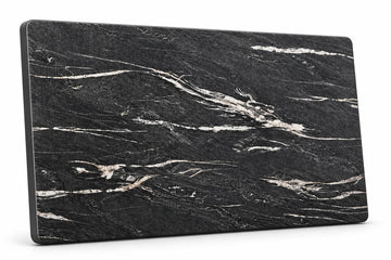 Glownary Excalibur Rectangular Table Top, Letizia Faux Marble Finish, Black Laminate, 28x48 Inch, Weather-Resistant, Indoor Outdoor Use
