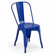 Glownary Alloy Blue Quartz Outdoor Cafe Chair, Metal Steel Construction, 33.1x17.5x17.5 Inches, Stackable, Powder-Coated, 400 lb Capacity, Indoor Outdoor Use