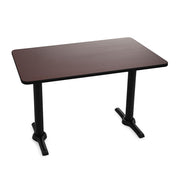 Glownary Reversible Restaurant Table, Cherry/Black Laminate Top with Cast Iron Base, 30x48 Inch Rectangle, Standard Height