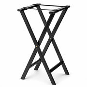 Glownary Black Wood Folding Tray Stand, 32 Inch Height, Non-Slip Bands, Nylon Straps, Restaurant Service
