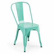 Glownary Alloy Aquamarine Steel Cafe Chair, Indoor Outdoor, Stackable, 400 lb Capacity, Modern Coastal Style, 33.1 Inch Height, Powder Coated