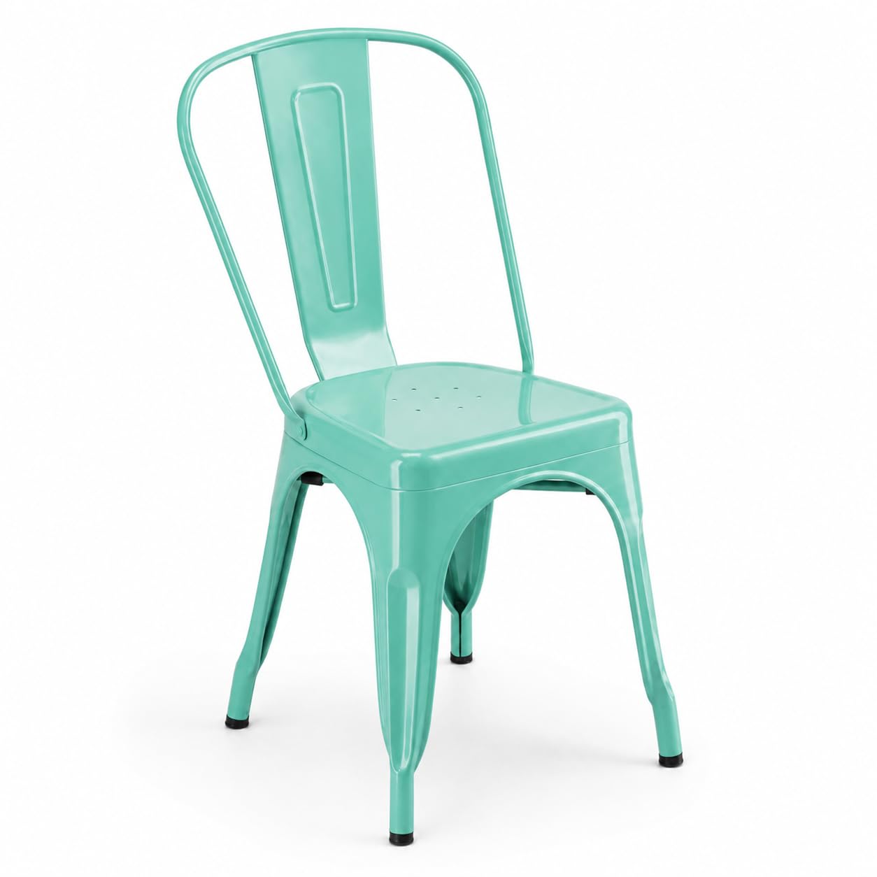 Glownary Alloy Aquamarine Steel Cafe Chair, Indoor Outdoor, Stackable, 400 lb Capacity, Modern Coastal Style, 33.1 Inch Height, Powder Coated
