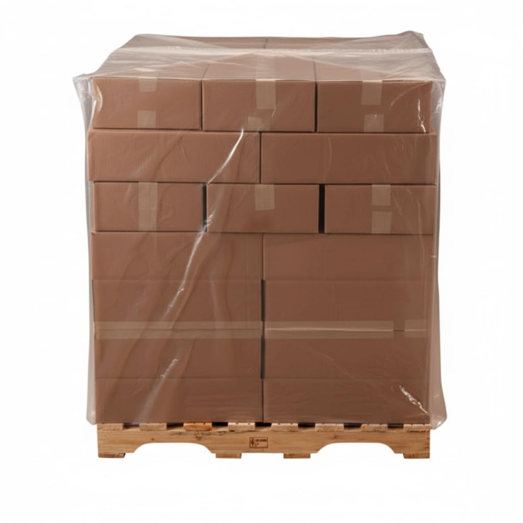 Clear Pallet Cover Roll, 2 Mil Polyethylene, 51 x 49 x 73 Inches, 55 Covers per Roll, Side Gusseted