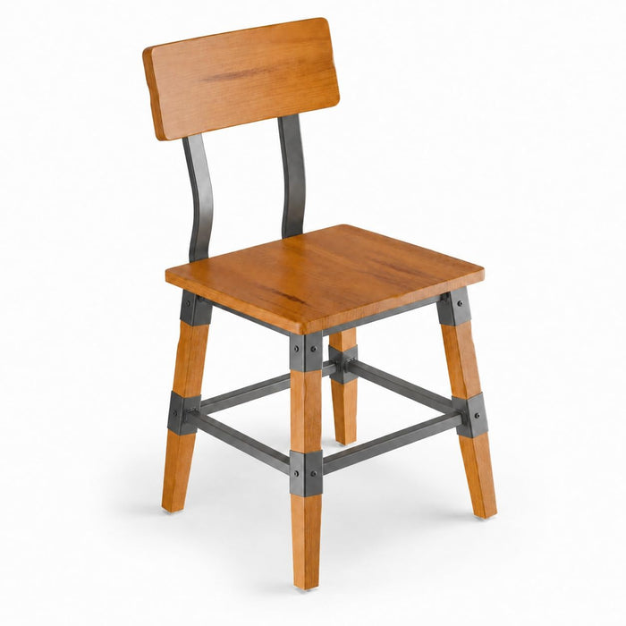 Glownary Industrial Dining Chair, Honey Maple Wood with Steel Frame, Without Arms, 32 Inch Height, 350 lb Capacity