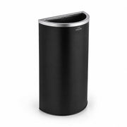 Glownary Half Round Metal Trash Can, Black Powder-Coated, 15 Gallon Capacity, Indoor Decorative Waste Receptacle, 18.5x9.5x30 Inches