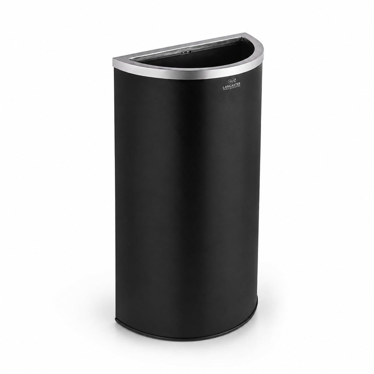 Glownary Half Round Metal Trash Can, Black Powder-Coated, 15 Gallon Capacity, Indoor Decorative Waste Receptacle, 18.5x9.5x30 Inches