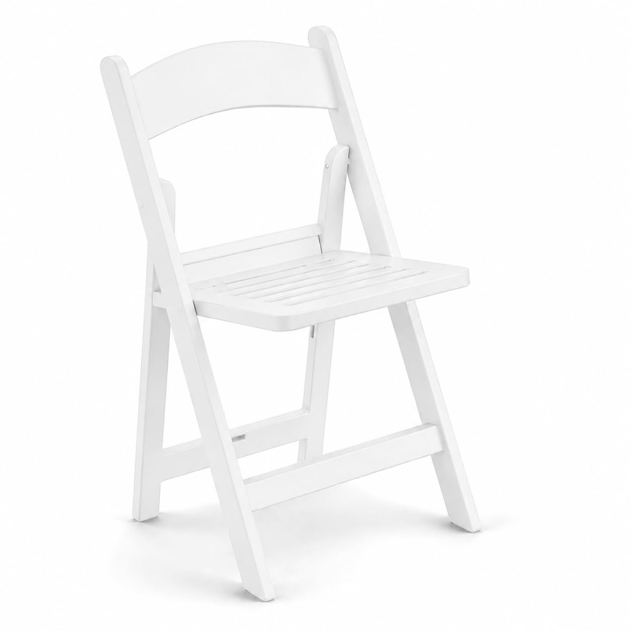 Glownary [4 Pack] White Resin Folding Chair, Slatted Seat, Indoor Outdoor Use, 17x18x31 Inches, 250 lb Capacity, Cafe Style