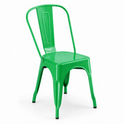 Glownary Alloy Cafe Chair, Jade Green, Steel Metal, Stackable, Indoor Outdoor Use, Modern Coastal Style, 400 lb Capacity, 33.1x17.5x17.5 Inches