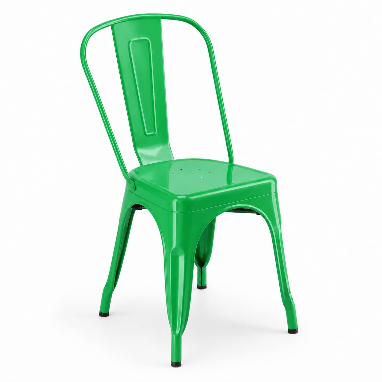 Glownary Alloy Cafe Chair, Jade Green, Steel Metal, Stackable, Indoor Outdoor Use, Modern Coastal Style, 400 lb Capacity, 33.1x17.5x17.5 Inches