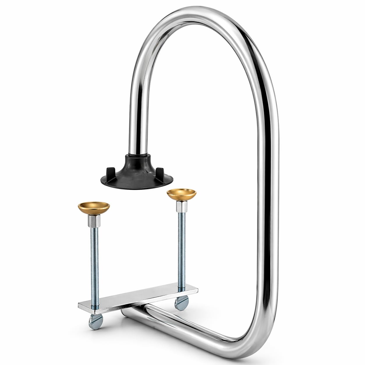 Glownary Chrome-Plated Metal Service Rail, Silver, Bar Waitress Stall, 16 7/8 x 11 7/8 x 6 Inches, Clamp Mount