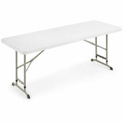 Glownary Adjustable Height Folding Table, White Granite, Plastic, 30x72 Inch, Heavy-Duty Blow Molded, Indoor Outdoor, 27.5-39 Inch Height