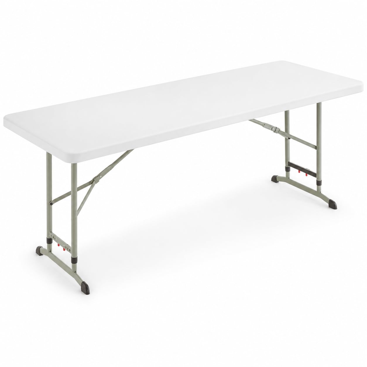 Glownary Adjustable Height Folding Table, White Granite, Plastic, 30x72 Inch, Heavy-Duty Blow Molded, Indoor Outdoor, 27.5-39 Inch Height