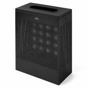 Glownary Rectangular Metal Trash Can, Black Perforated Powder-Coated, 22.5 Gallon, Indoor Decorative Waste Receptacle with Swivel Lid, 24x12.5x30 Inches