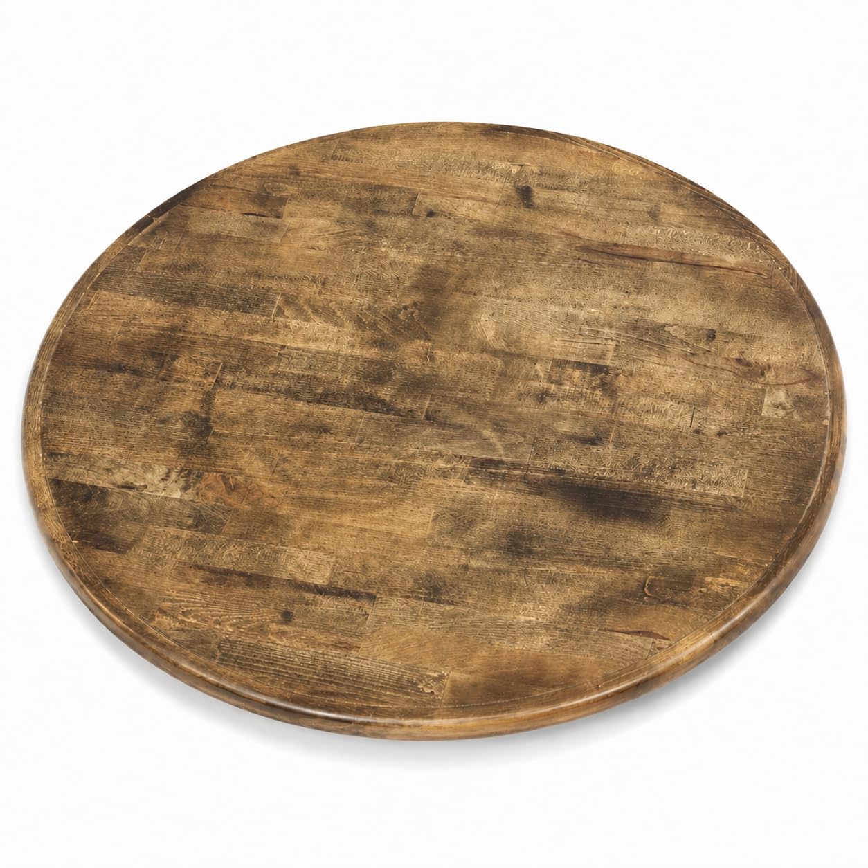 Glownary Round Wood Butcher Block Table Top, Vintage Brown Finish, 36 Inch Diameter, 2 Inch Thick, Indoor Dining