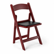 Glownary Mahogany Resin Folding Chair, Brown Vinyl Padded Seat, Indoor Outdoor Use, 250 lb Capacity, 17x18x31 Inches
