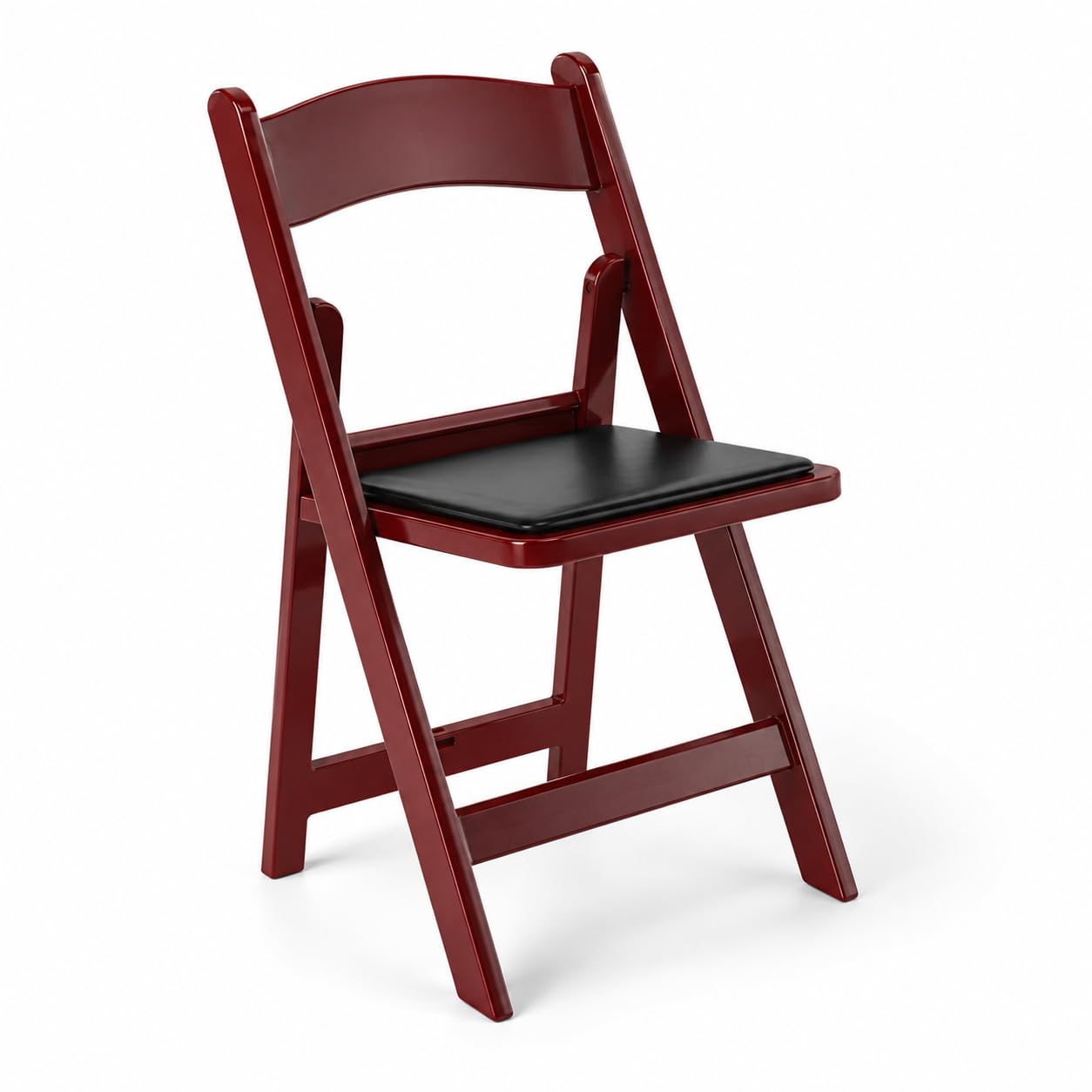 Glownary Mahogany Resin Folding Chair, Brown Vinyl Padded Seat, Indoor Outdoor Use, 250 lb Capacity, 17x18x31 Inches
