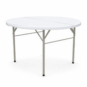 Glownary Round Folding Table, Heavy-Duty Plastic, White Granite, 48 Inch Diameter, Bi-Fold Design, Steel Frame, Indoor Outdoor Use, 400 lb Capacity